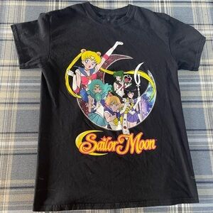 Sailor Moon Retro Graphic Black Short Sleeve Unisex Crewneck T-Shirt Small Anime
